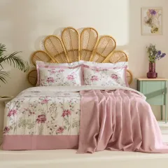 Karaca Home Mia %100 Pamuk Çift Kişilik Nevresim Pike Takımı Gül Kurusu