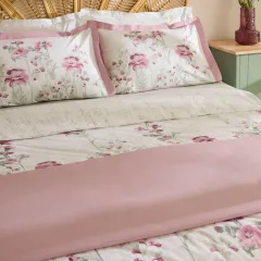 Karaca Home Mia %100 Pamuk Çift Kişilik Nevresim Pike Takımı Gül Kurusu