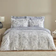 Karaca Home Cara Mavi %100 Pamuk Saten Çift Kişilik Nevresim Takımı Koku Hediyeli Mavi
