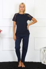 Akbeniz Kadın Kolu Dantelli Penye Pijama Takım 4150