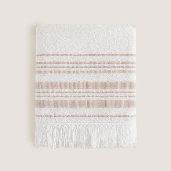 Deep Face Towel 50x90 cm White/Beige