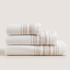 Deep Face Towel 50x90 cm White/Beige