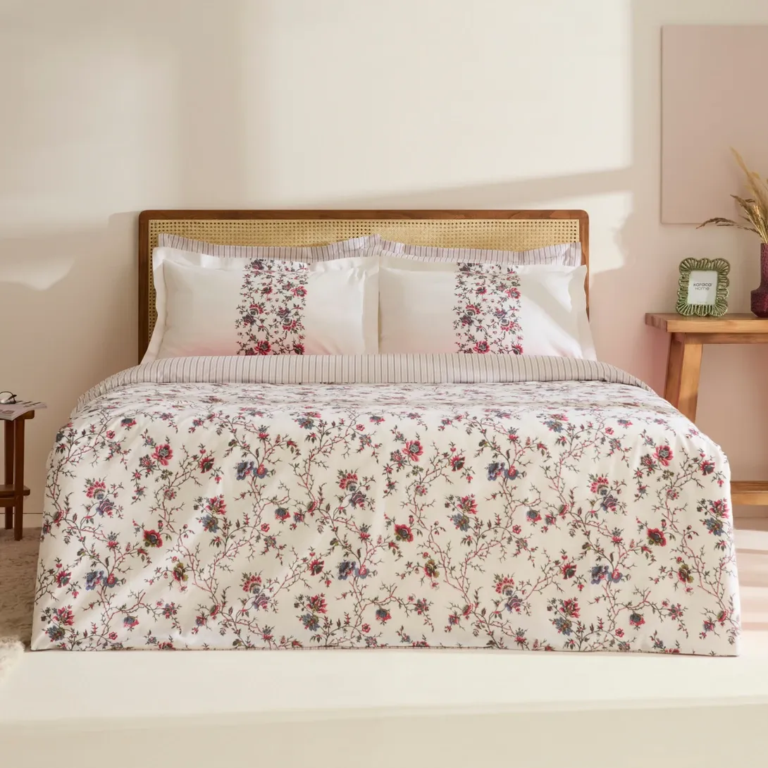 Karaca Home Inara %100 Pamuk Çift Kişilik Nevresim Takımı Kırmızı