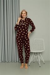 Akbeniz Welsoft Polar Kadın Kapşonlu Pijama Takımı 8513