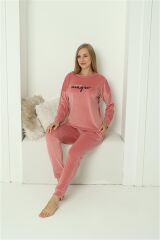 Akbeniz Kadın Kadife Pembe Pijama Takım 20624