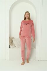 Akbeniz Kadın Kadife Pembe Pijama Takım 20624