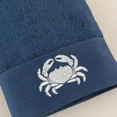Aron Embroidered Face Towel 50x90 cm Marine Blue