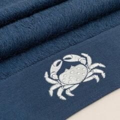Aron Embroidered Face Towel 50x90 cm Marine Blue