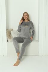 Akbeniz Kadın Kadife Gri Pijama Takım 20624