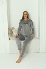 Akbeniz Kadın Kadife Gri Pijama Takım 20624