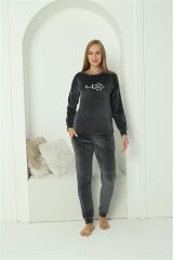 Akbeniz Kadın Kadife Füme Pijama Takım 20624