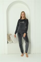 Akbeniz Kadın Kadife Füme Pijama Takım 20624