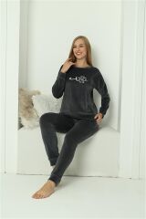 Akbeniz Kadın Kadife Füme Pijama Takım 20624