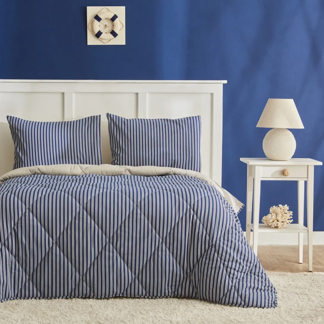 Nautica Home Maritime Stripe Tek Kişilik Comfort Set Blue