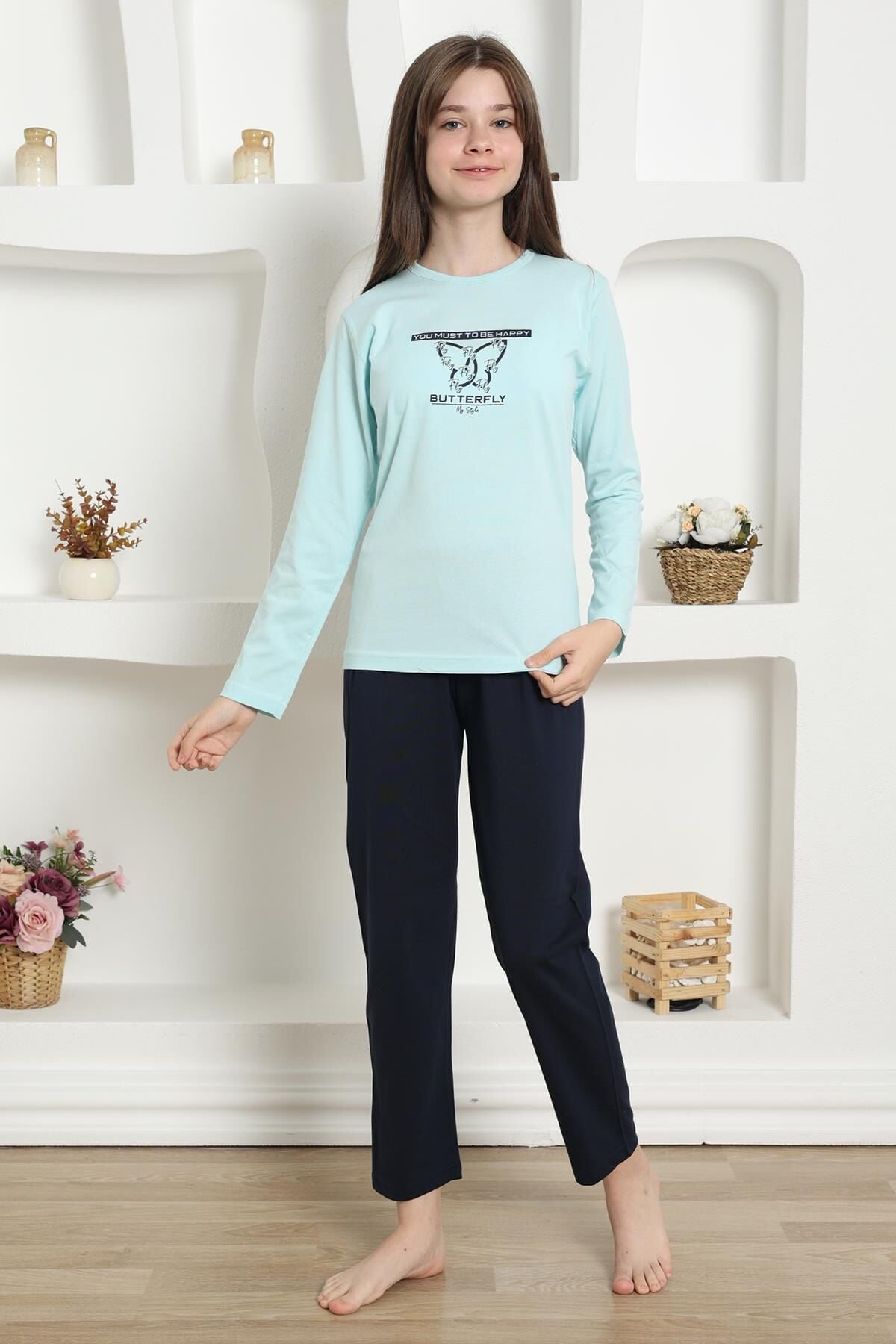 Akbeniz Kız Çocuk Penye Pijama Takım 20421