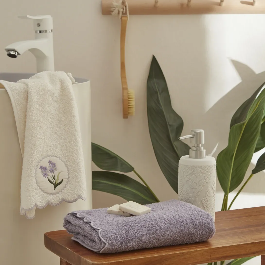 Karaca Home Lavender 2'li El Yüz Nakışlı Havlu Seti