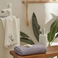 Karaca Home Lavender 2'li El Yüz Nakışlı Havlu Seti