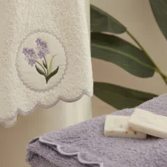 Karaca Home Lavender 2'li El Yüz Nakışlı Havlu Seti