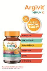 Argivit Argivit Immun C Tablet 3’lü Paket ( Kara Mürver, C Vitamini, Çinko, Kuersetin, Laktoferrin, Üzüm ) 30 Tablet
