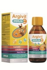 Argivit Immun C Şurup ( Kara Mürver, C Vitamini, Çinko, Kuersetin, Laktoferrin, Üzüm ) 150 ml - Karışık Meyve Aromalı