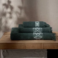 Green Black Hereke 3'lü Havlu Seti Krem