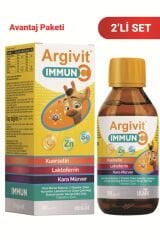 Argivit Argivit Immun C Şurup 2’li Paket ( Kara Mürver, C Vitamini, Çinko, Kuersetin, Laktoferrin, Üzüm ) 150 ml - Karışık Meyve Aromalı
