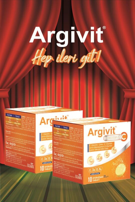 Argivit Argivit Efervesan C Tablet C Vitamini, Çinko, D Vitamini ve K2 Vitamini (Menaquinon 7) İçeren 10 Saşe 2’li Paket