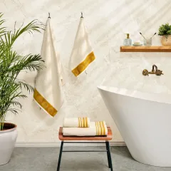 Karaca Home Minka Sonil 100% Cotton Bath/Face Towel Hammam Set Off White Gold