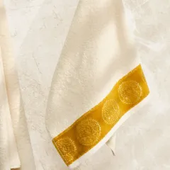 Karaca Home Minka Sonil 100% Cotton Bath/Face Towel Hammam Set Off White Gold