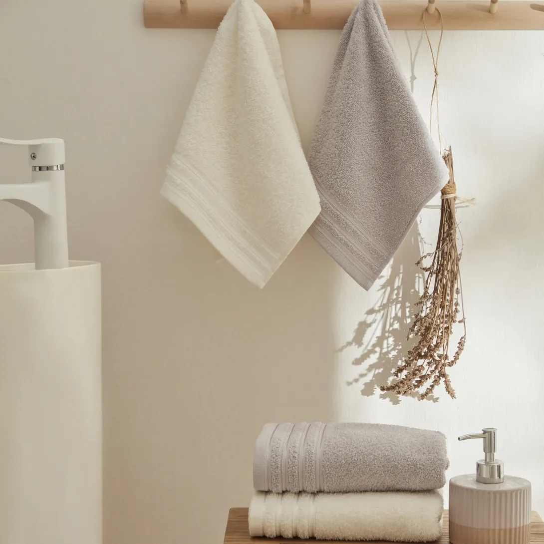 Karaca Home Karin 4-Piece Face Towel Set White-Grey
