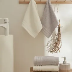Karaca Home Karin 4-Piece Face Towel Set White-Grey