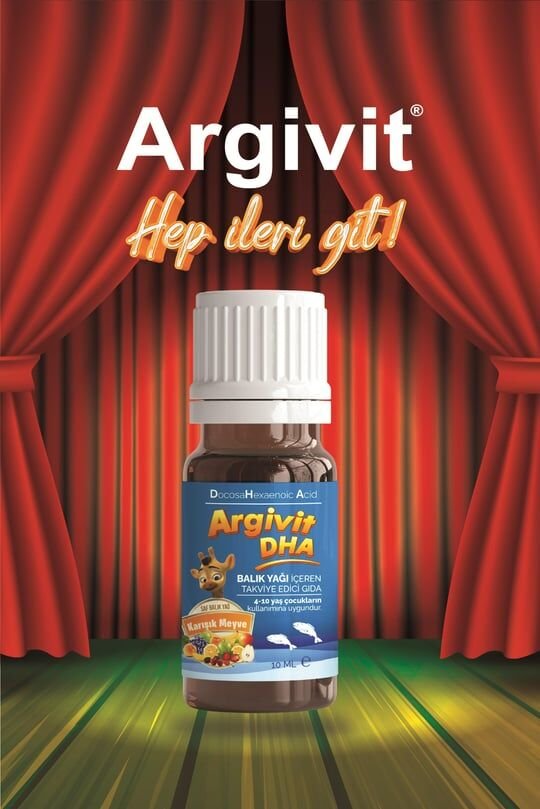 Argivit Argivit DHA 10 ml Damla Balık Yağı İçeren Takviye Edici Gıda - Karışık Meyve Aromalı