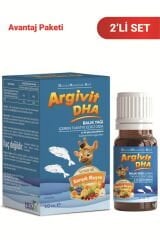 Argivit Argivit DHA 10 ml Damla Balık Yağı İçeren Takviye Edici Gıda 2’li Paket - Karışık Meyve Aromalı