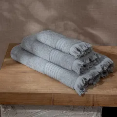 Green Black Aya 3-Piece Towel Set Gray