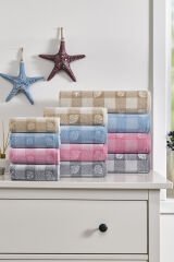 Özdilek Shell Plaid Velvet Hand and Face Towel 50x90 cm
