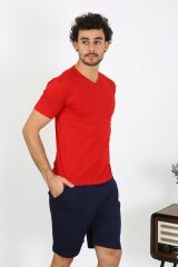 Akbeniz Erkek Penye Kırmızı 3'lü Pijama Takımı 6848