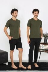 Akbeniz Erkek Penye Haki 3'lü Pijama Takımı 6848