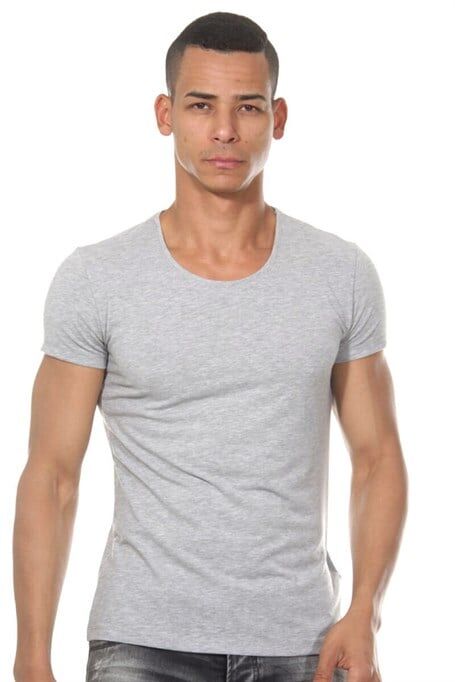 Bisiklet Yaka Gri Erkek T-Shirt L