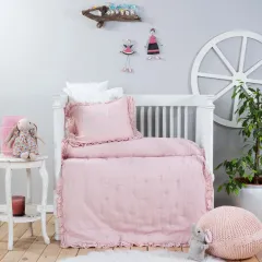 Karaca Home Royale Blush %100 Pamuk Müslin Nakışlı Private Bebek Yorgan Seti