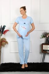 Akbeniz Kadın Kısa Kol Hamile Lohusa Pijama Takımı Mavi 45210