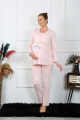 Akbeniz Kadın Uzun Kol Hamile Lohusa Pijama Takımı Pudra 45501