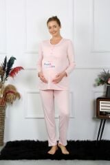 Akbeniz Kadın Uzun Kol Hamile Lohusa Pijama Takımı Pudra 45501