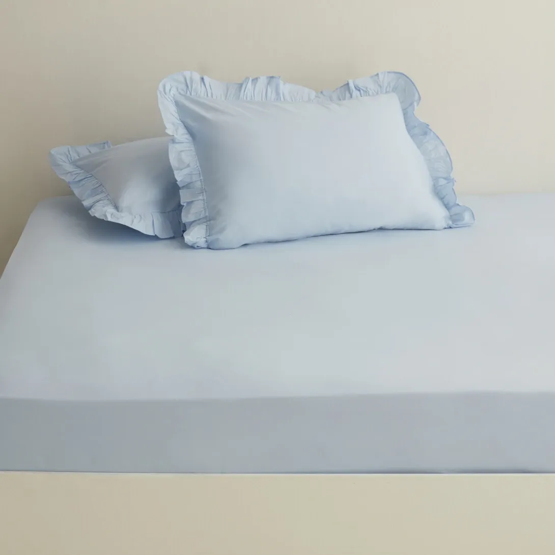 Karaca Home Basic %100 Pamuk Çift Kişilik Düz Çarşaf Mavi