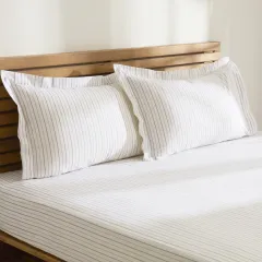 Kaşmir Home Moren %100 Pamuk Çift Kişilik Çizgili Çarşaf Takımı Gri