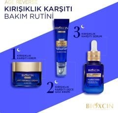 Bioxcin Age Reverse Gece Göz Kremi 15 ml – Retinol, Kolajen, Hyaluronik Asit ve Bitkisel Kompleks İçerikli – Kırışıklık Karşıtı ve Aydınlatıcı Etki