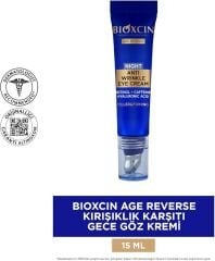 Bioxcin Age Reverse Gece Göz Kremi 15 ml – Retinol, Kolajen, Hyaluronik Asit ve Bitkisel Kompleks İçerikli – Kırışıklık Karşıtı ve Aydınlatıcı Etki