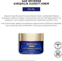 Bioxcin Age Reverse Kırışıklık Karşıtı Gece Kremi 50 ml – Retinol, Kolajen, Hyaluronik Asit ve Bitkisel Kompleks İçerikli – Sıkılaştırıcı ve Dolgunlaştırıcı Etki