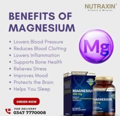 Nutraxin Vitals Magnesium 250 mg 60 Tablet Takviye Edici Gıda