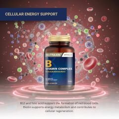Nutraxin B Vitamin Complex – 10 Farklı B Vitamini İçerikli Takviye – 60 Tablet – Enerji, Sinir Sistemi ve Cilt Sağlığı İçin Destek