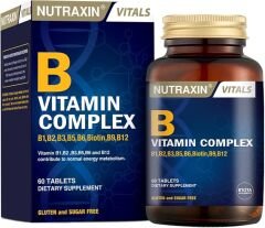 Nutraxin B Vitamin Complex – 10 Farklı B Vitamini İçerikli Takviye – 60 Tablet – Enerji, Sinir Sistemi ve Cilt Sağlığı İçin Destek